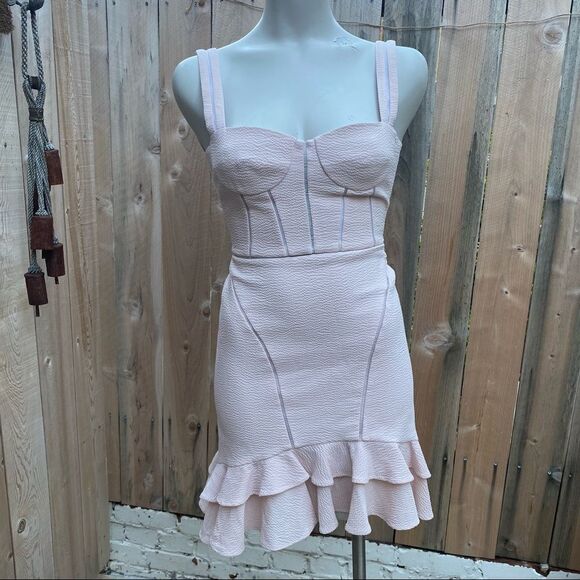 Jonathan Simkhai Seersucker Bustier mini dress size 0 light pink - Picture 8 of 16
